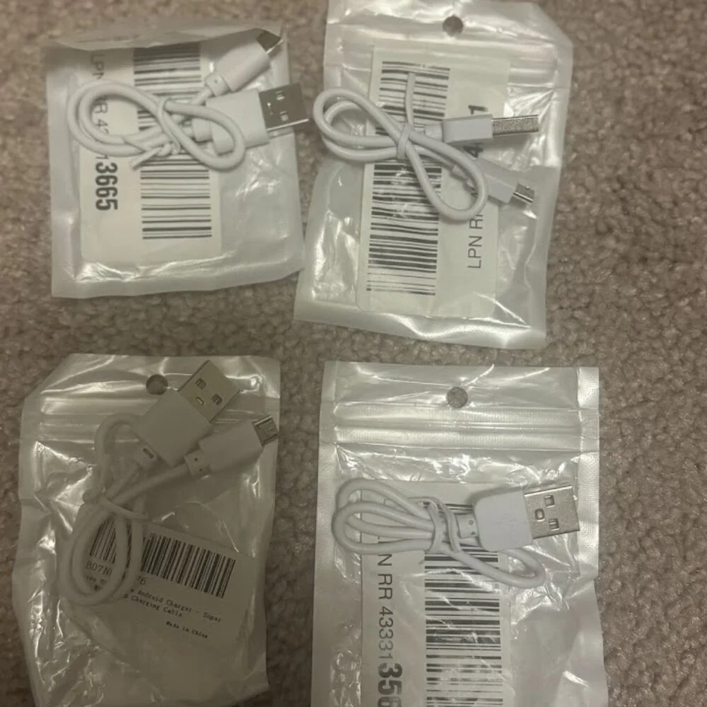 Lot of Micro USB cable - android charger - white color (pack of 4)